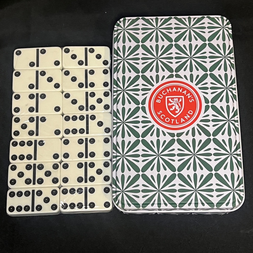 BUCHANAN’S SCOTLAND TIN DOUBLE SIX DOMINO SET NEW GIFT COLLECTIBLE